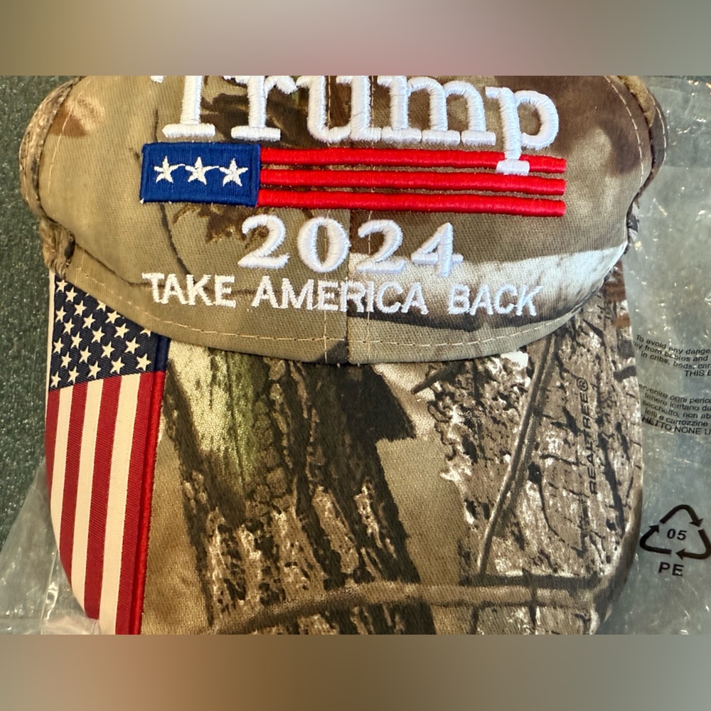 Real tree Trump 2024 Cap Camo American Flag Hat Adjustable “Take America Back”